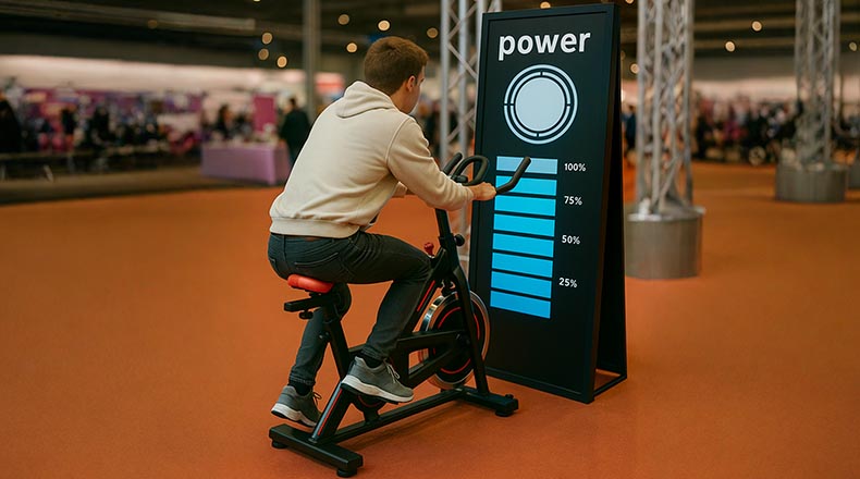 Atracción bicicleta generadora de energía Barelona